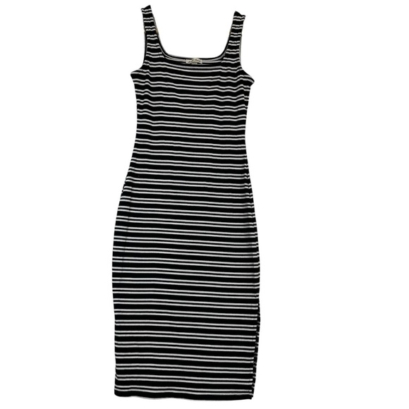 Derek Heart Monochrome Striped Midi Dress - Picture 1 of 11